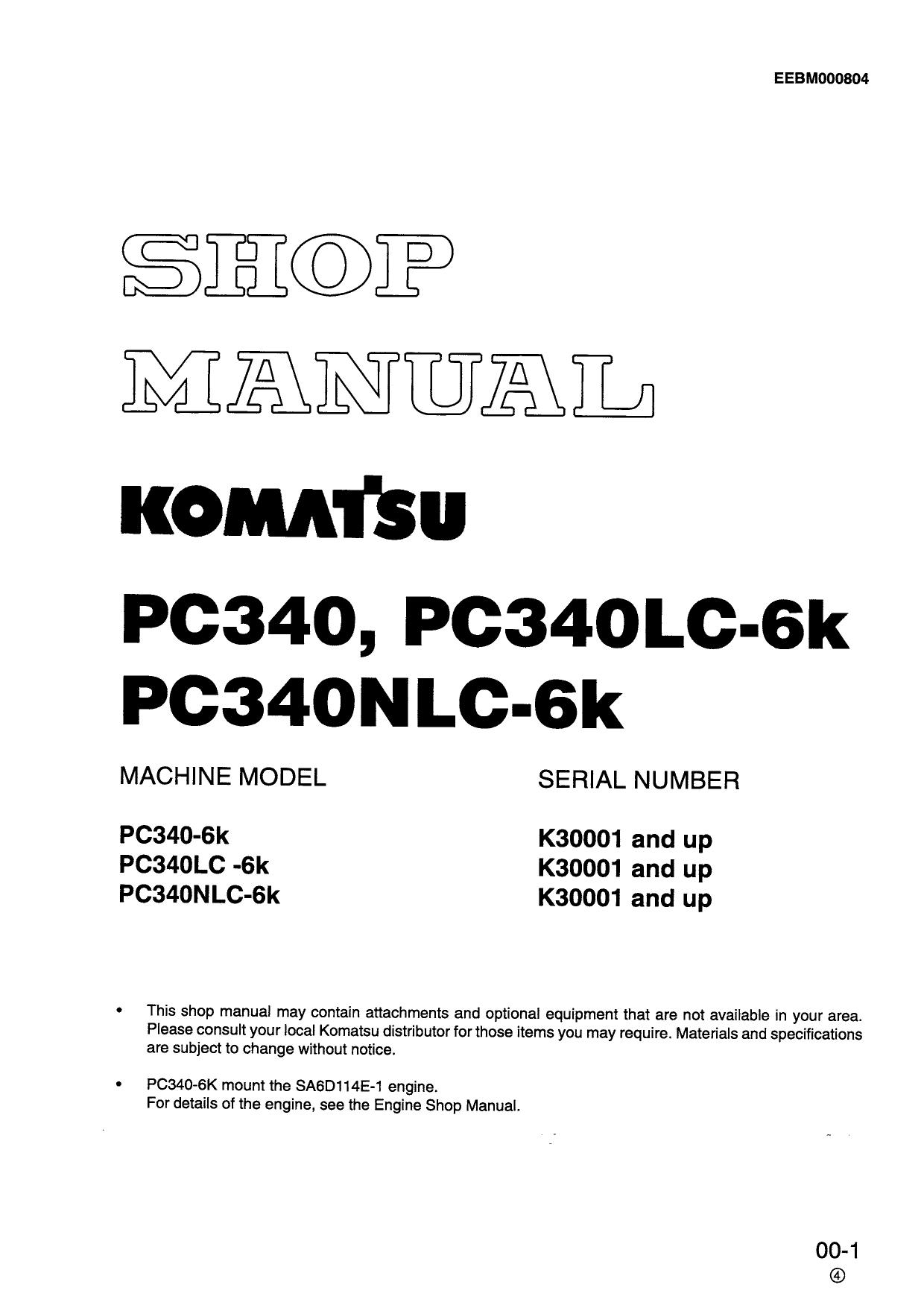 PC340, PC340LC-6K, PC340NLC-6K Shop Manual